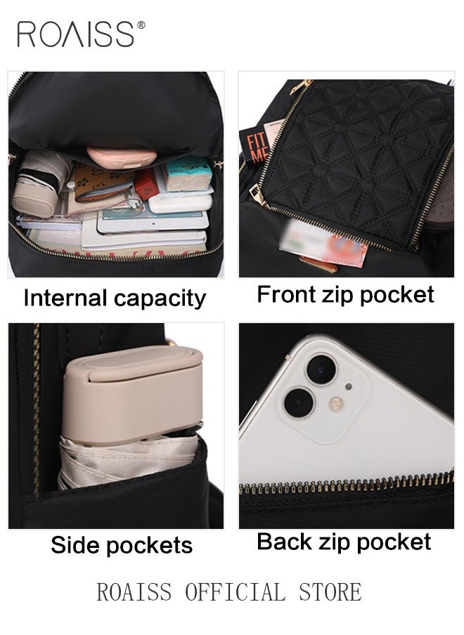 roaiss - Versatile Quilted Zipper Backpack for Women Minimalist Large Capacity Lightweight Shoulder Bag with Multi Pockets Suitable for Girls for Commute Travel Waterproof Daypack with Quality Hardware Buckle - Image 1