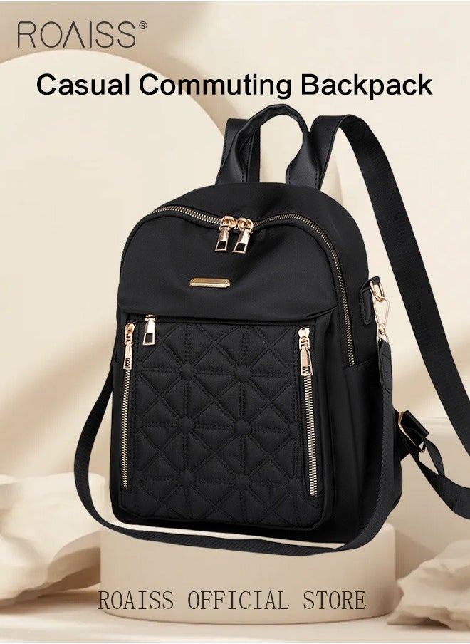 roaiss - Versatile Quilted Zipper Backpack for Women Minimalist Large Capacity Lightweight Shoulder Bag with Multi Pockets Suitable for Girls for Commute Travel Waterproof Daypack with Quality Hardware Buckle - Image 1