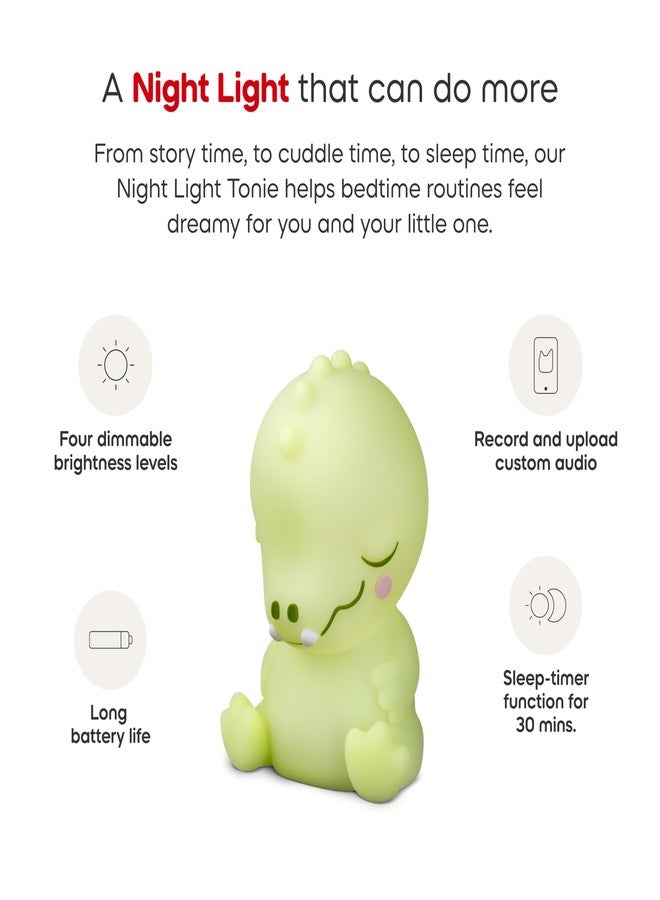 Tonies Night Light - Sleepy Crocodile Audio Play Character from Sleepy Friends | Warm Glow | 75 Minutes of Beautifully Composed Melodies & Nature Sounds | Record Your Own Bedtime Stories - Image 4