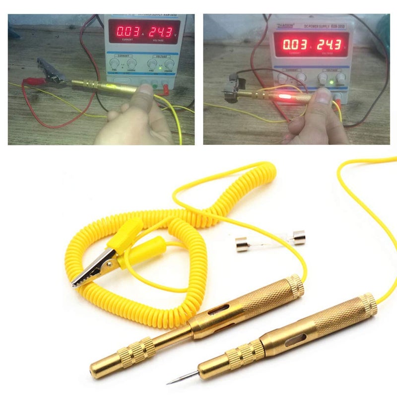 Fuse Tester Tool Automotive Circuit Voltage Tester 6V/12V/24V DC Long Wire Pen Style Electrical Probe with Bulb for Car Truck (Copper) - KaberTrade - Image 2