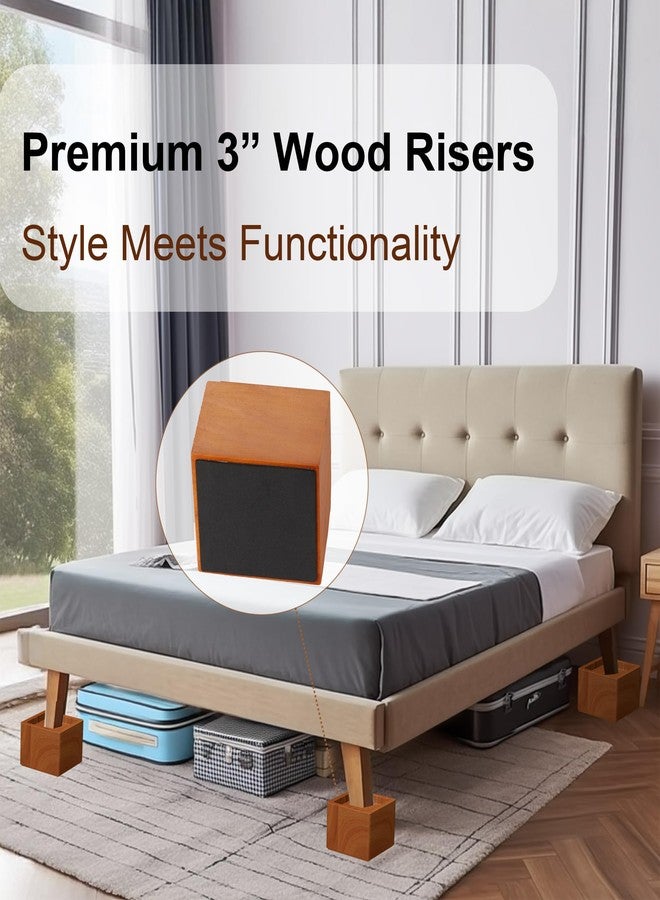 Lufia Wood Bed Furniture Risers 3 Inch, Solid Pine Wood Furniture Risers: Enhance Durability, Comfort, and Style with Effortless Installation and Added Functionality - Image 3