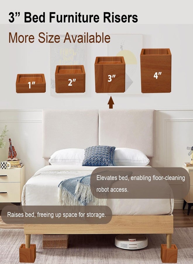 Lufia Wood Bed Furniture Risers 3 Inch, Solid Pine Wood Furniture Risers: Enhance Durability, Comfort, and Style with Effortless Installation and Added Functionality - Image 4