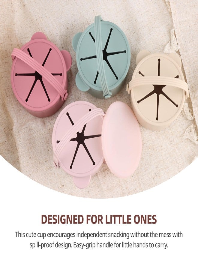 idooss Silicone Snacks Containers for Toddlers, Baby Food Catcher Spill Proof, Kid Snacks Holder with DustProof Lid, 2 Pack Dishwasher Safe (Shifting Sand/Sage) - Image 5