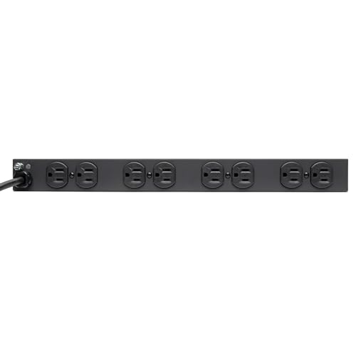 Tripp Lite تركيب PDU واقي من زيادة التيار من تريپ لايت بـ 14 مخرج، 15A، 120V، حماية 3000 جول، سلك بطول 15 قدم مع قابس 5-15P، تركيب أفقي 1U، ضمان مدى الحياة من الشركة المصنعة (DRS-1215) - Image 5