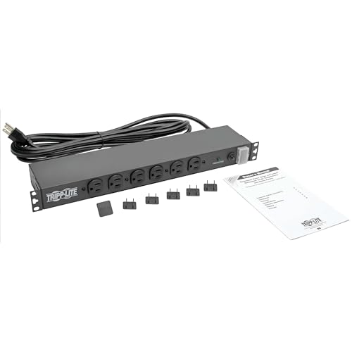 Tripp Lite تركيب PDU واقي من زيادة التيار من تريپ لايت بـ 14 مخرج، 15A، 120V، حماية 3000 جول، سلك بطول 15 قدم مع قابس 5-15P، تركيب أفقي 1U، ضمان مدى الحياة من الشركة المصنعة (DRS-1215) - Image 4