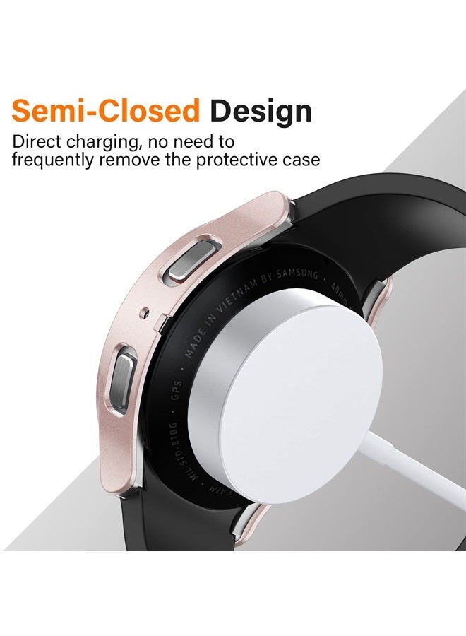 Amizee 2 Pack Screen Protector Case Compatible with Samsung Galaxy Watch 5/Galaxy Watch 4 Case 40mm, with Built-in Screen Protector Hard PC Ultra Thin Anti-Scratch Protective Cover (Rose Gold/Clear) - Image 3