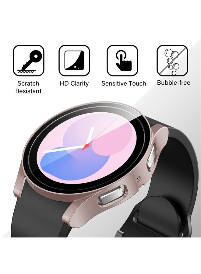 Amizee 2 Pack Screen Protector Case Compatible with Samsung Galaxy Watch 5/Galaxy Watch 4 Case 40mm, with Built-in Screen Protector Hard PC Ultra Thin Anti-Scratch Protective Cover (Rose Gold/Clear) - Image 5