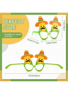 Marspark 12 Pairs Fiesta Party Decorations Mexican Themed Paper Eyeglasses Mexican Party Decorations Fiesta Themed Party Supplies Cinco De Mayo Glasses Taco Cactus Pinata Photo Props Let Fiesta Party Decor  - Image 3