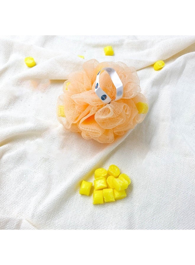 Balmy Mango & Pineapple Bath Sponge with soap pebbles 67gm  | Tropical Cleansing Sponge for a Refreshing Bath Experience - Image 2