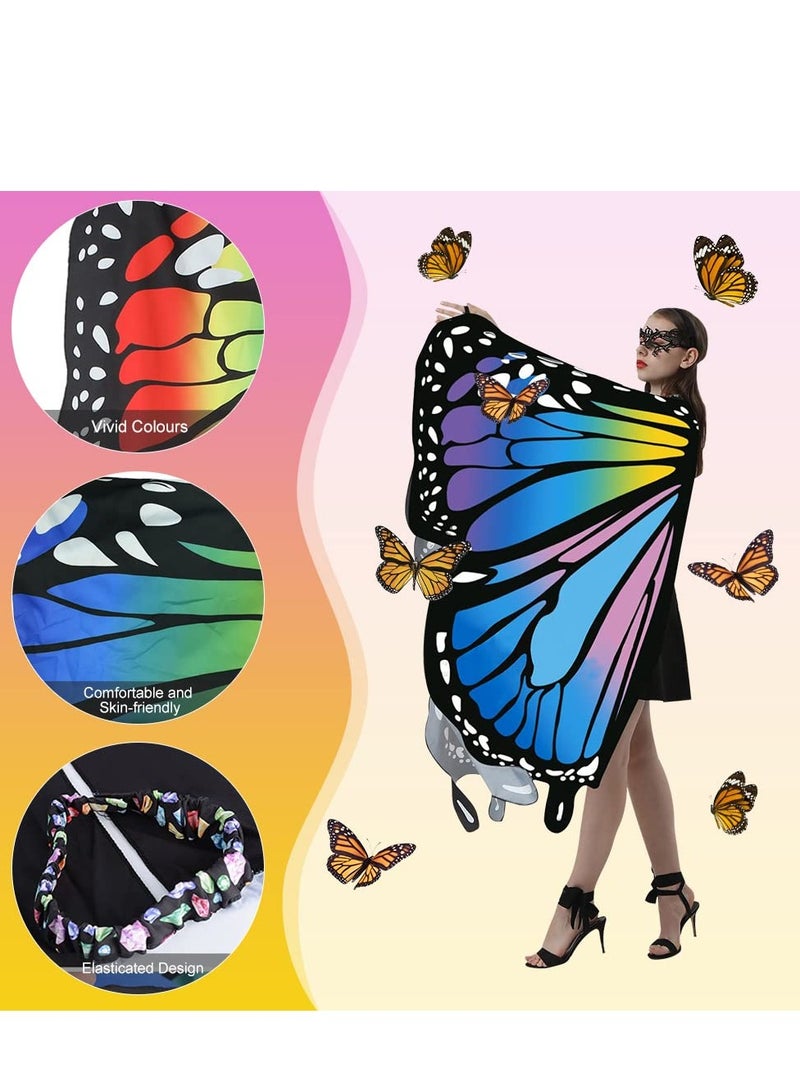 Colorful Fairy Wings Cape for Women - Perfect Costume Accessory for Beach Parties, Cosplay & Dancing, Blue - Image 2