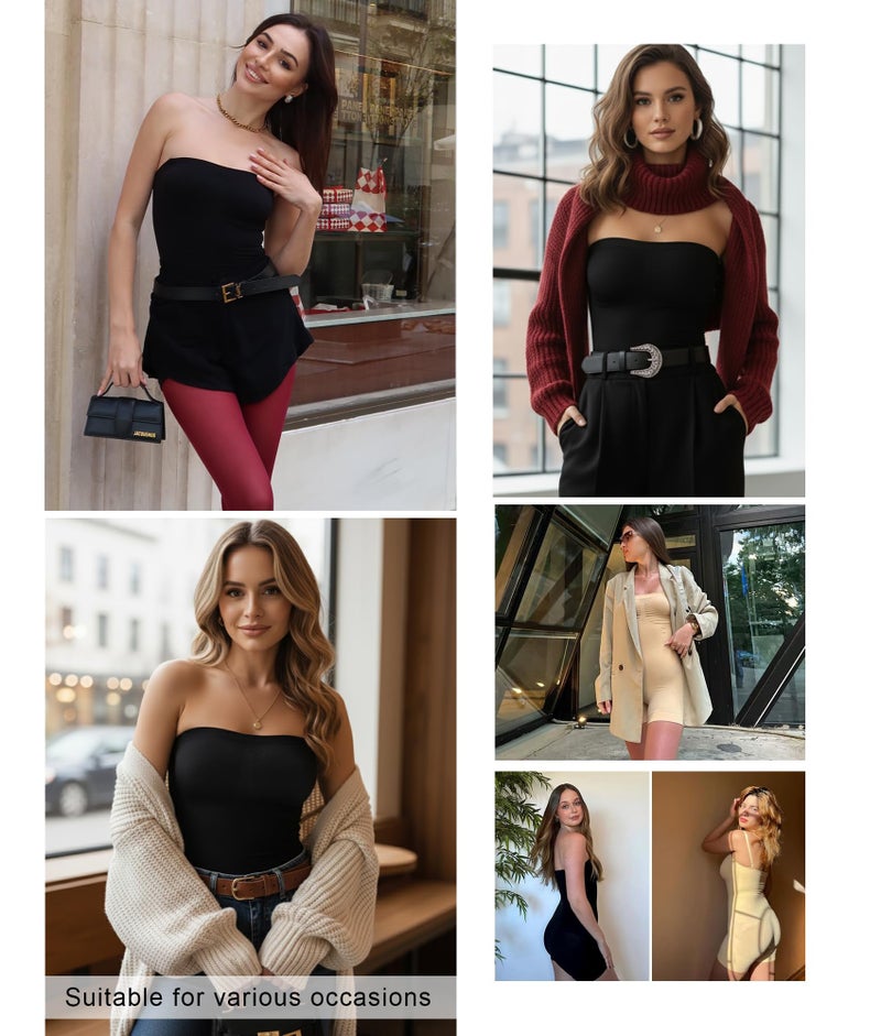 SHAPERX Strapless Shortie Bodysuit for Women Tummy Control Shapewear Seamless Sculpt Body Shaper with Removable Straps,SZ5217-Black-XXS/XS - Image 4