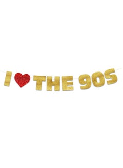 شركة ستيرلينغ جيمس لافتة I Love The 90s Glitter - ديكورات حفلات مضحكة بطابع التسعينيات، هدايا ولوازم  - Image 1