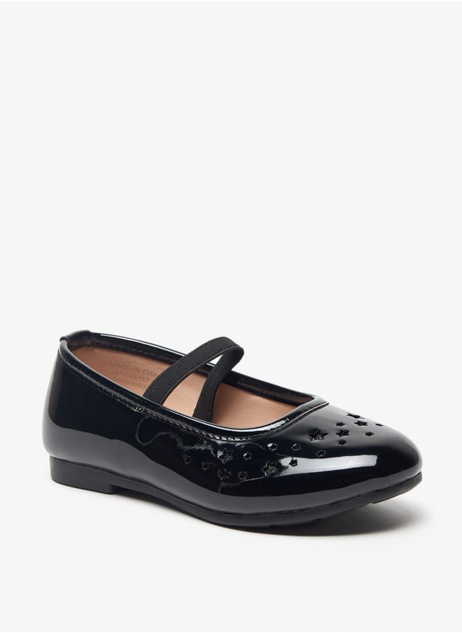 Flora Bella By Shoexpress - Star Textured Ballerina School Shoes with Elasticated Strap - Image 1