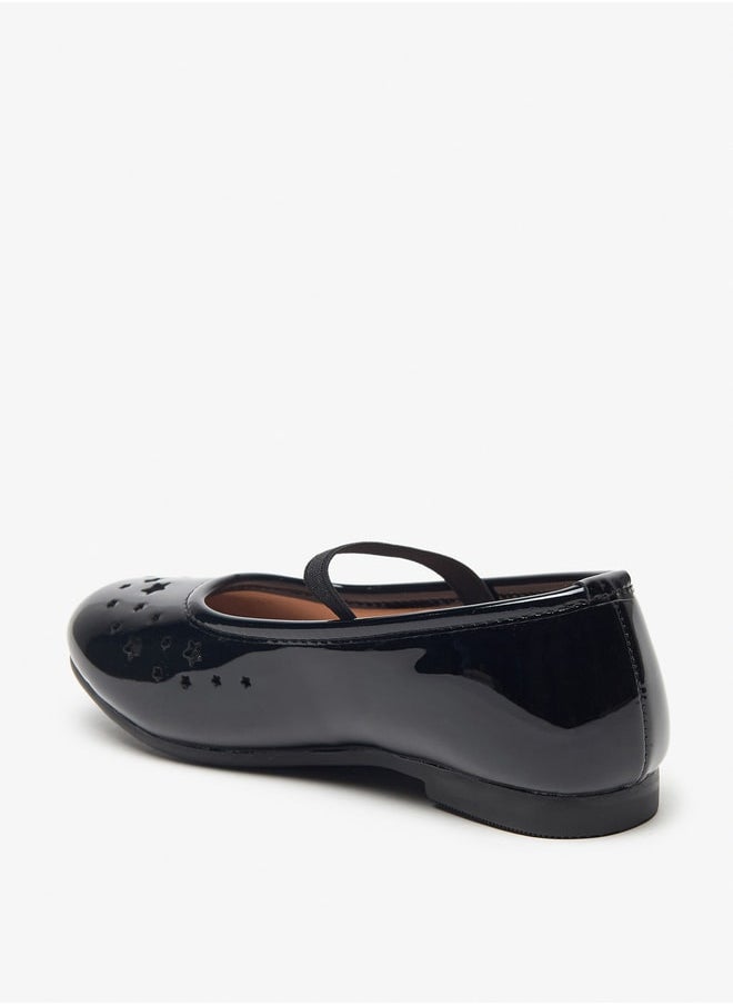 Flora Bella By Shoexpress - Star Textured Ballerina School Shoes with Elasticated Strap - Image 1