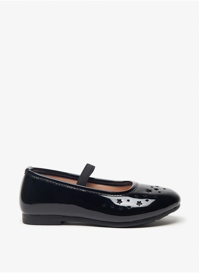 Flora Bella By Shoexpress - Star Textured Ballerina School Shoes with Elasticated Strap - Image 1