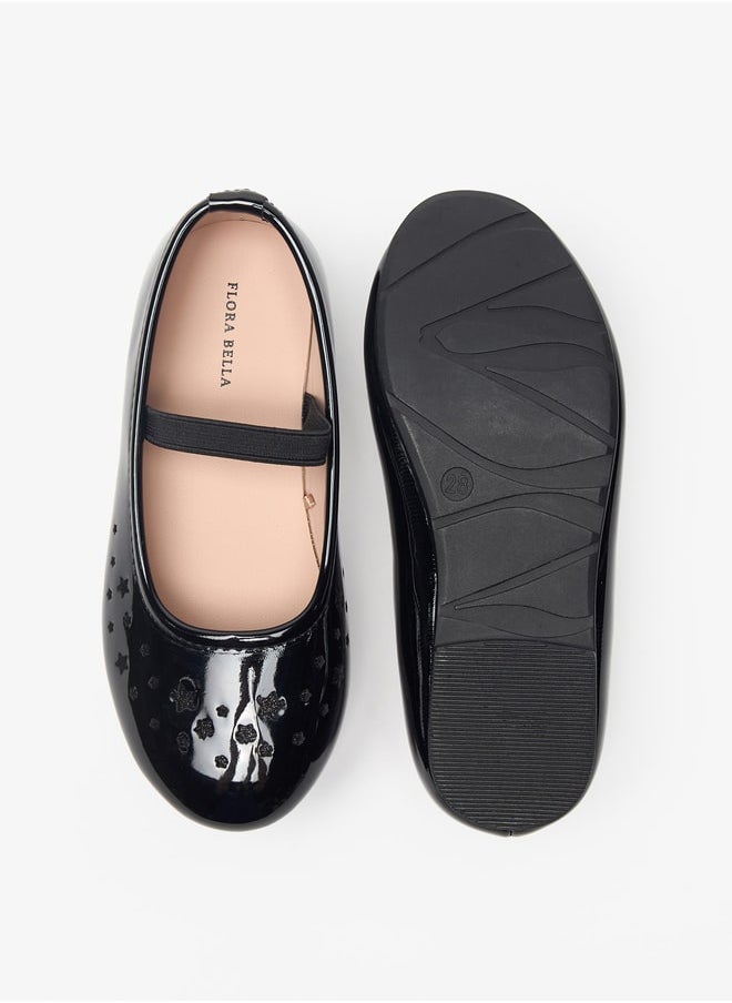 Flora Bella By Shoexpress - Star Textured Ballerina School Shoes with Elasticated Strap - Image 1