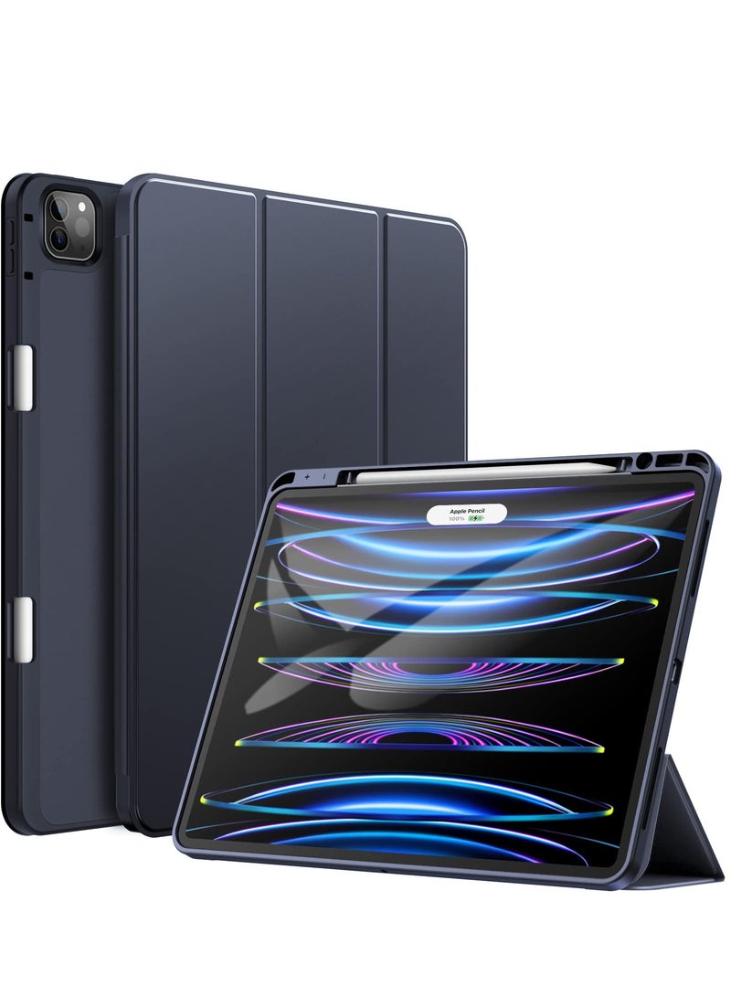 جي تيك حافظة لجهاز Ipad Pro مقاس 12.9 بوصة (الجيل السادس/الخامس موديل 2022/2021) مع حامل قلم رصاص يدعم شحن القلم الثاني وغطاء تابلت نحيف مع غطاء خلفي ناعم من مادة TPU مع خاصية الاستيقاظ التلقائي والنوم باللو - Image 1
