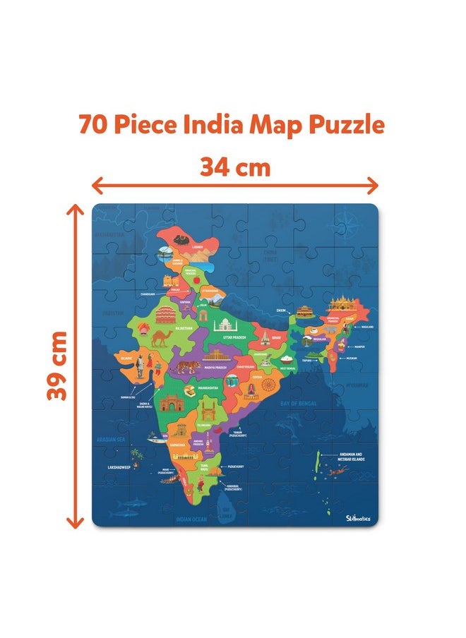 Skillmatics India Map Puzzle - 70 Pieces, Educational Toy For Learning 300+ Facts About India, Gifts For Ages 6 To 12, Kid  - Image 2