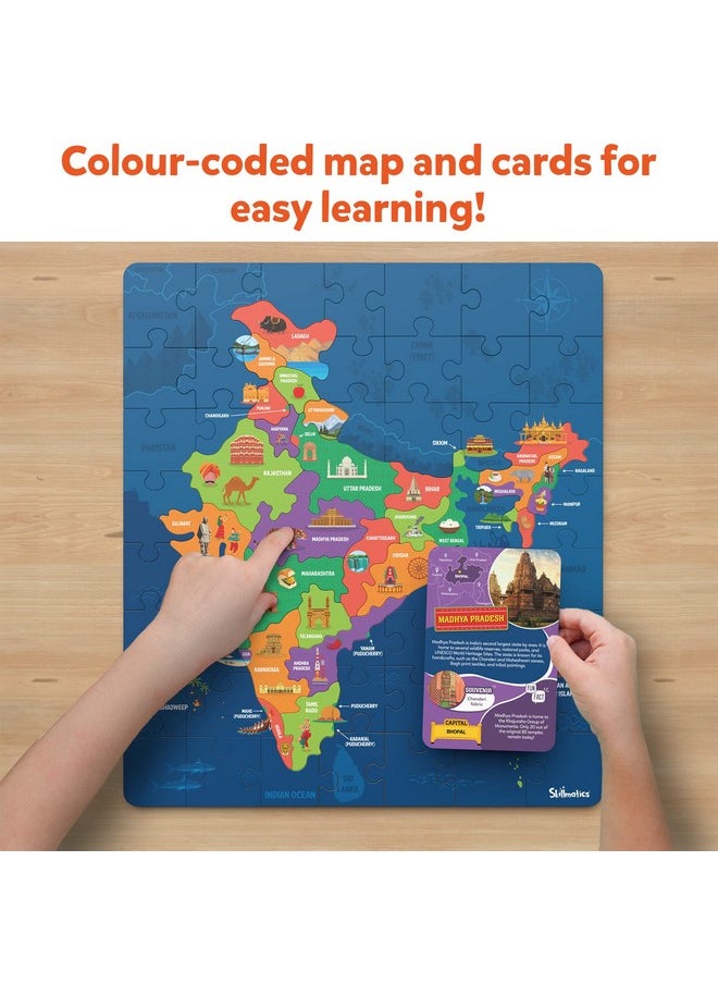 Skillmatics India Map Puzzle - 70 Pieces, Educational Toy For Learning 300+ Facts About India, Gifts For Ages 6 To 12, Kid  - Image 4