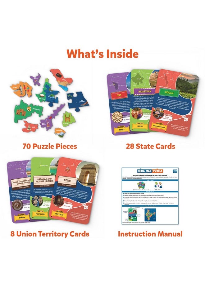 Skillmatics India Map Puzzle - 70 Pieces, Educational Toy For Learning 300+ Facts About India, Gifts For Ages 6 To 12, Kid  - Image 3