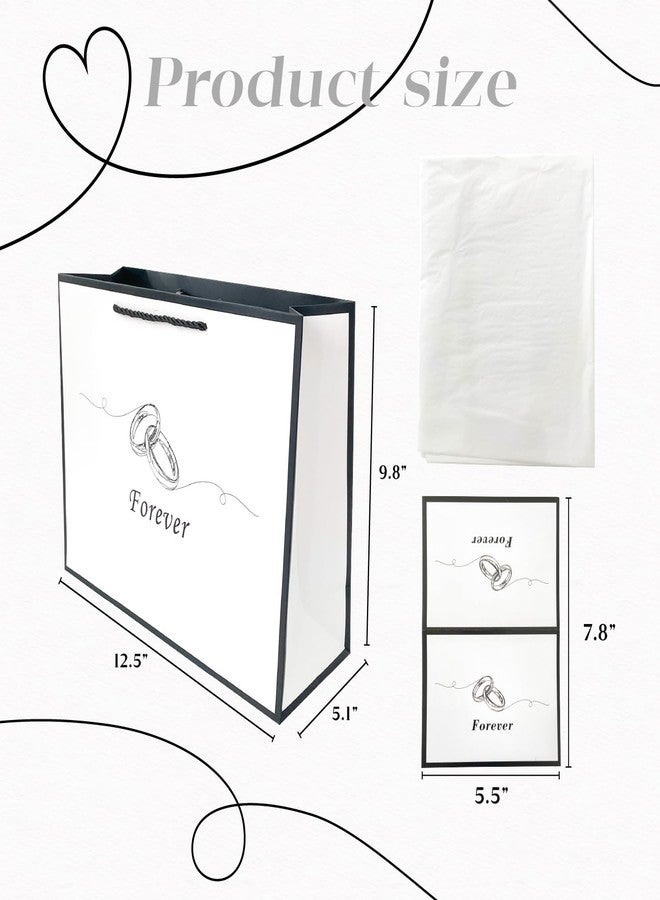 Linelglobal Wedding Gift Bag with Wrapping Tissue for Men Women 12.6" Bride Valentine Engagement - Image 3