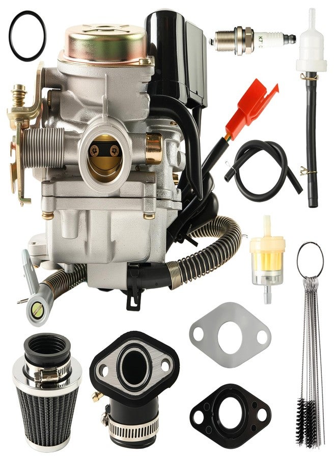 sworwin GY6 49CC 50CC Carburetor Compatible with Taotao Go Kart 4 Stroke 139QMB Scooter Moped PD18J Carb Engine with Intake Manifold - Image 1
