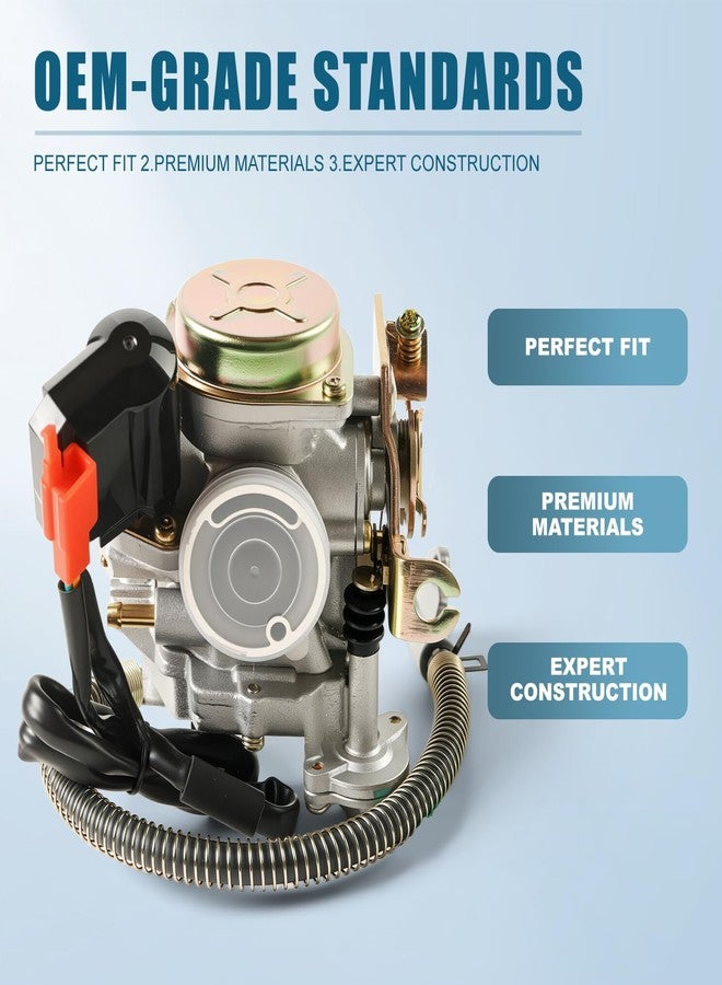 sworwin GY6 49CC 50CC Carburetor Compatible with Taotao Go Kart 4 Stroke 139QMB Scooter Moped PD18J Carb Engine with Intake Manifold - Image 2