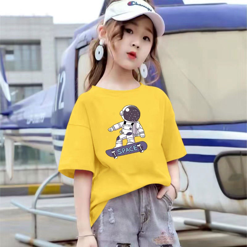 2090# Children'S Wear Girls' T-Shirt Short-Sleeved Girls' Big Children'S Summer Pure Cotton Half-Sleeved Clothes Children'S Summer Top Trendy T-Shirt - Image 1