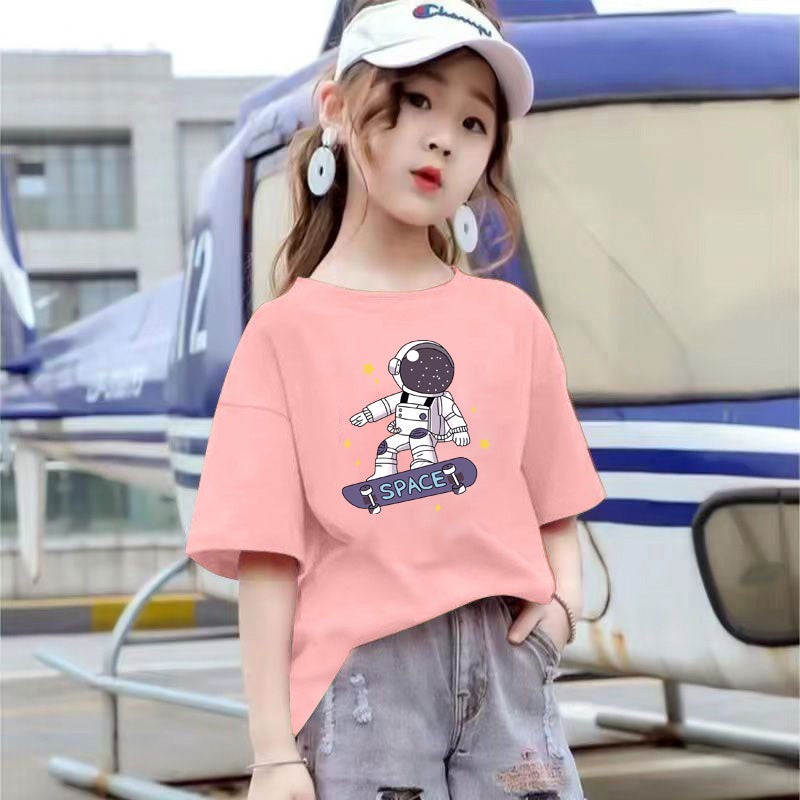 2090# Children'S Wear Girls' T-Shirt Short-Sleeved Girls' Big Children'S Summer Pure Cotton Half-Sleeved Clothes Children'S Summer Top Trendy T-Shirt - Image 4