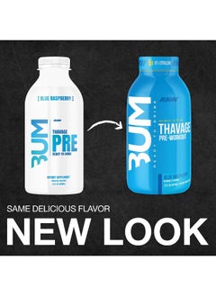 Raw RAW Ready to Drink Pre-Workout Drink, Blue Raspberry - BUM Thavage RTD Protein Shakes  - Image 2