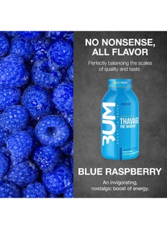 Raw RAW Ready to Drink Pre-Workout Drink, Blue Raspberry - BUM Thavage RTD Protein Shakes  - Image 4