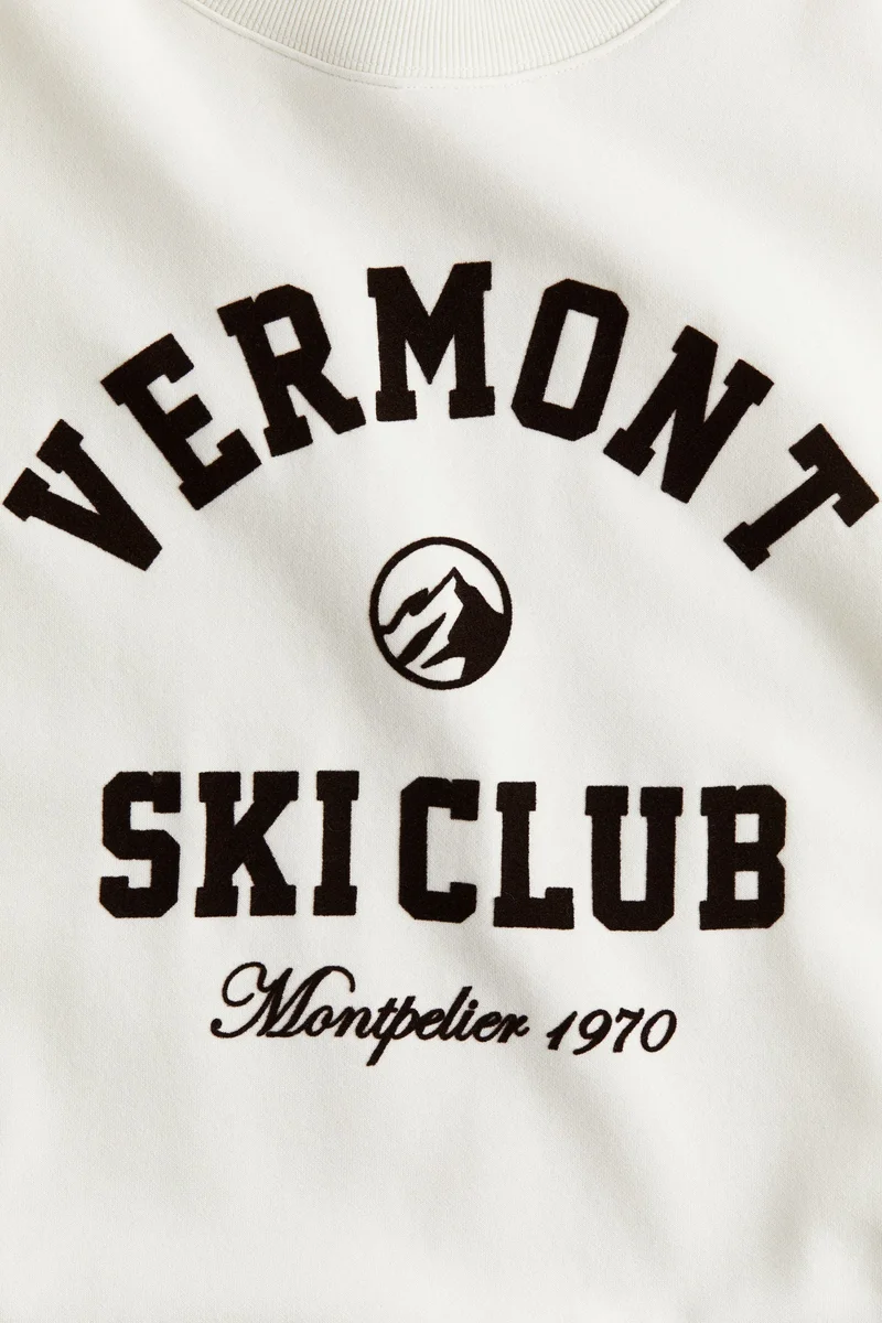 اتش اند ام سويت شيرت مزين بطبعة عبارة