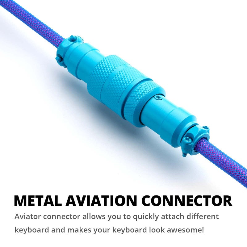 GUNMJO كابل USB C ملفوف مخصص GUNMJO Pro للألعاب، كابل ميكانيكي مزدوج الأكمام مع موصل معدني قابل للفصل، 1.5 متر USB-C إلى USB-A، لون نيبولا - Image 3