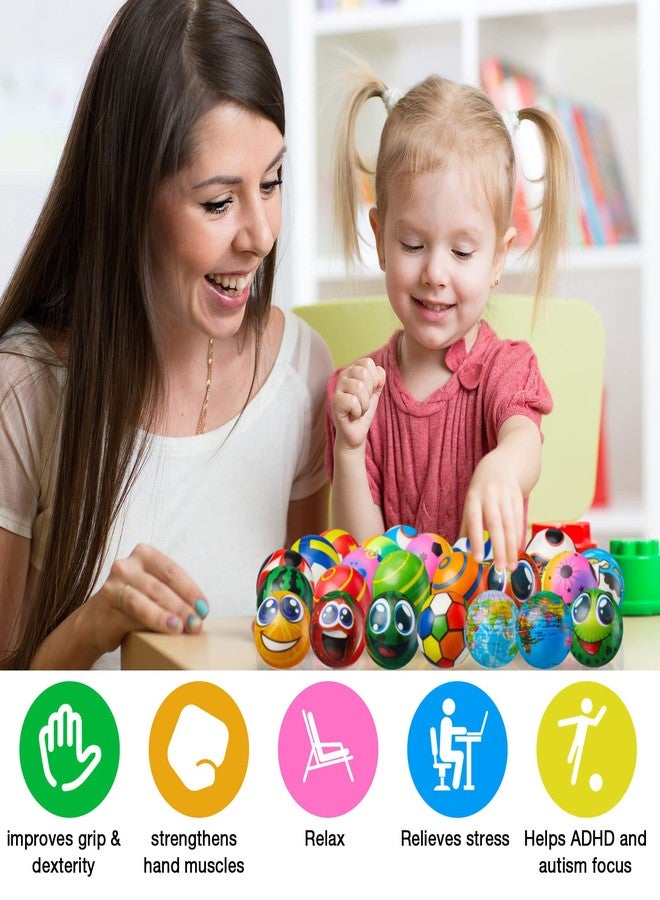 Yunsailing 108 Pcs Mini Stress Balls Bulk 2.4'' Sensory Fidget Ball Treasure Box Prizes Soft Assorted Stress Relief Toys for Hand Wrist Finger Exercise Adult Teen Party Favor Classroom - Image 5
