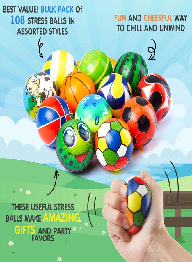 Yunsailing 108 Pcs Mini Stress Balls Bulk 2.4'' Sensory Fidget Ball Treasure Box Prizes Soft Assorted Stress Relief Toys for Hand Wrist Finger Exercise Adult Teen Party Favor Classroom - Image 3