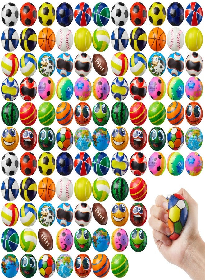 Yunsailing 108 Pcs Mini Stress Balls Bulk 2.4'' Sensory Fidget Ball Treasure Box Prizes Soft Assorted Stress Relief Toys for Hand Wrist Finger Exercise Adult Teen Party Favor Classroom - Image 1