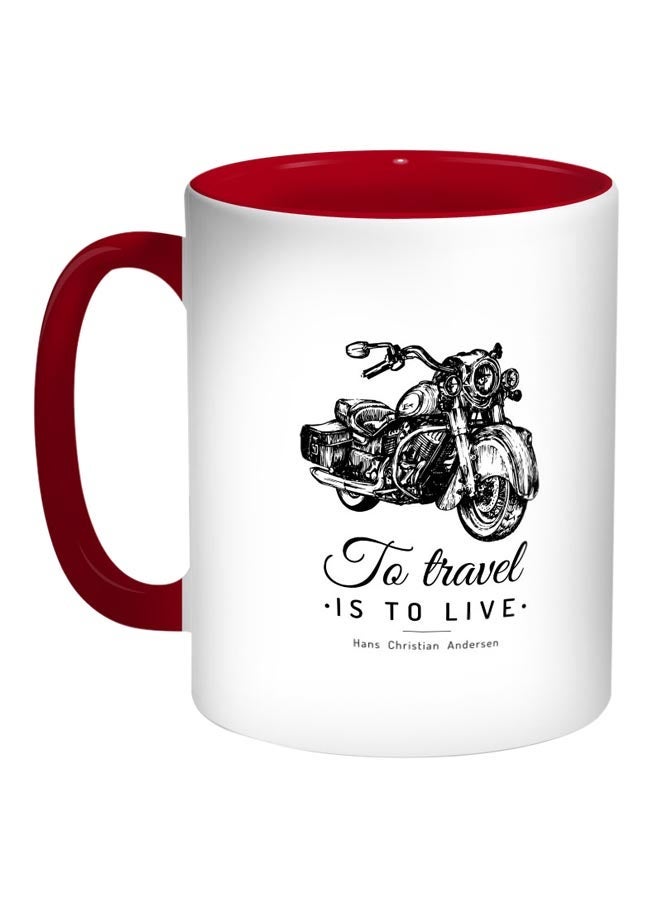 Motorcycle Printed Coffee Mug Red/White/Black 11ounce