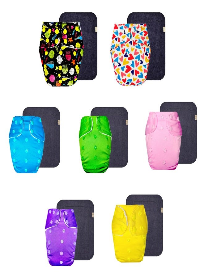 حفاضات قماشية فاخرة من دمبلدو مع حشوة رمادية (عبوة من 7 قطع) | ملائمة تمامًا | قابلة لإعادة الاستخدام والغسل | أزرار كبس قابلة للتعديل | موثوق بها من قبل الأمهات | من 3 أشهر إلى 3 سنوات | للجنسين - Image 1