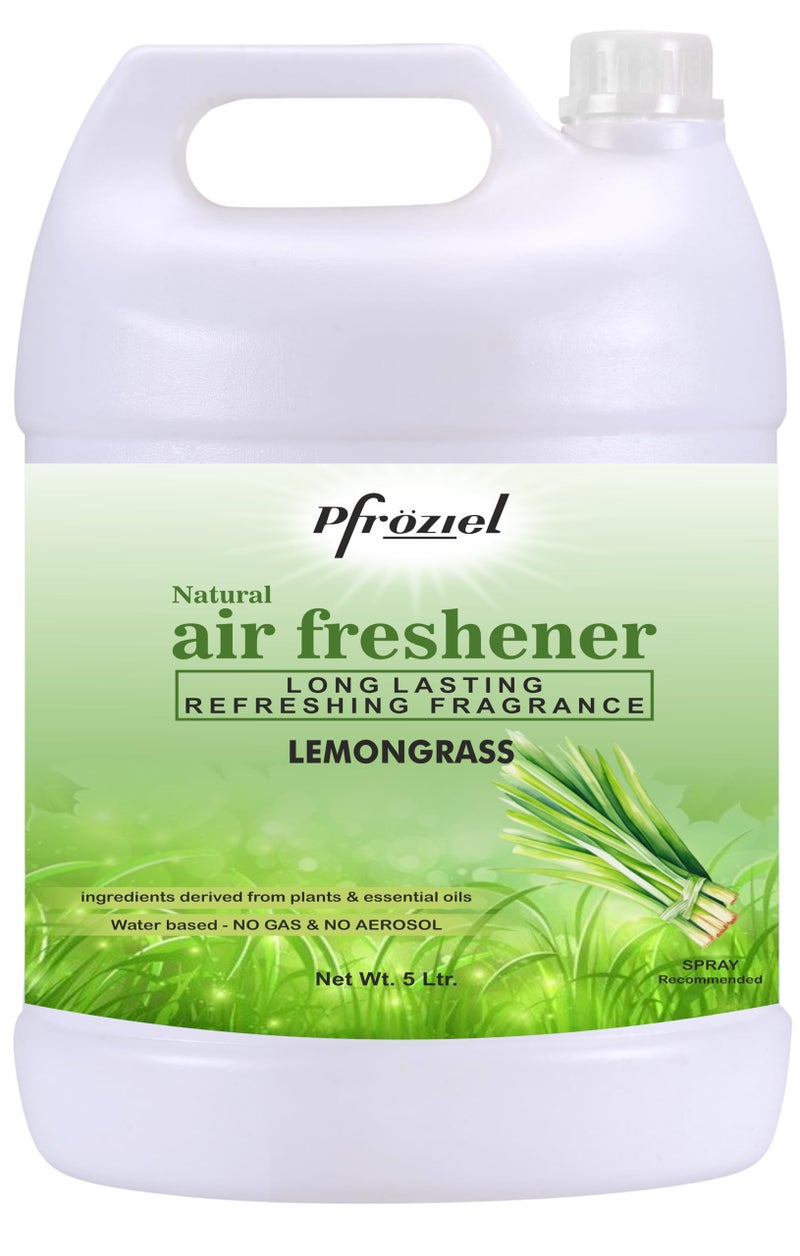 Pfroziel Lemongrass Air Freshener, Pack of 5 liter (water base) Ready to Use, Water-Based - Long-Lasting Fragrance, Eliminates Odors, Suitable for Home, Hotel, Restaurant etc. - Image 1