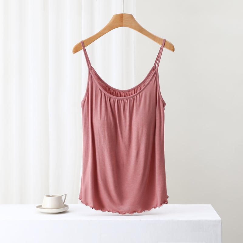 Modal Summer Camisole Bra Underwear With Chest Pad Without Steel Ring One-Piece Loose Bottoming Pajamas New - Image 5