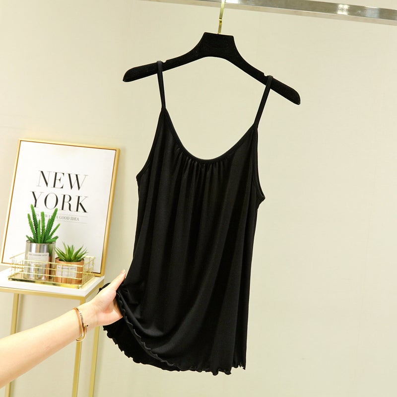 Modal Summer Camisole Bra Underwear With Chest Pad Without Steel Ring One-Piece Loose Bottoming Pajamas New - Image 1