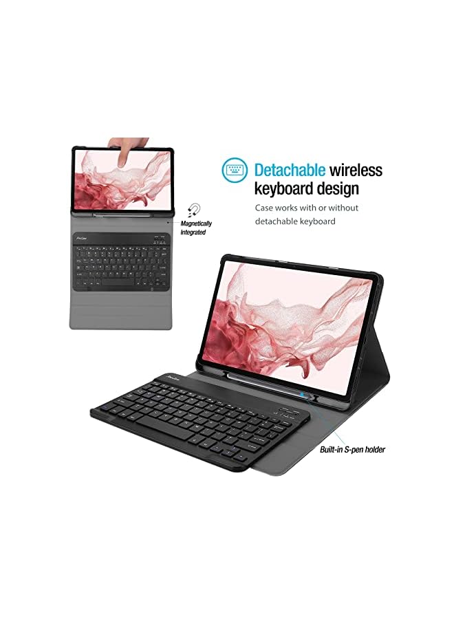 Procases Keyboard Case For Galaxy Tab S8 2022/Galaxy Tab S7 2020 Case(Sm-X700/X706/T870/T875/T878), Slim Lightweight Smart Cover With Magnetically Detachable Wireless Keyboard -Black - Image 3