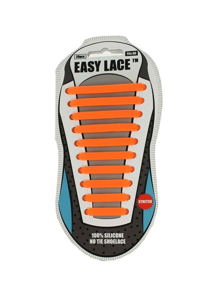 Easy Lace Silicone Shoelaces Flat Orange