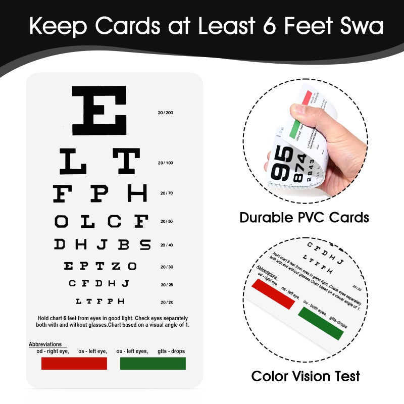 GAQWOK Pocket Eye Chart - Snellen & Rosenbaum Chart for Eye Exams, 6.5x3.5 Inches Handheld Plastic Low Vision Card (2 in 1) - Image 4