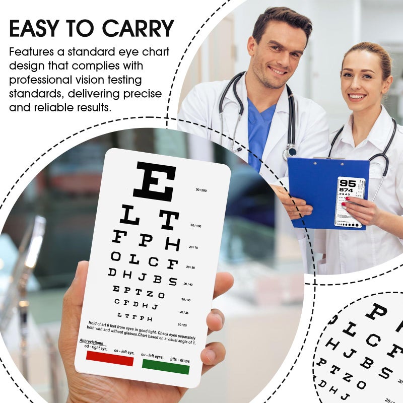 GAQWOK Pocket Eye Chart - Snellen & Rosenbaum Chart for Eye Exams, 6.5x3.5 Inches Handheld Plastic Low Vision Card (2 in 1) - Image 5