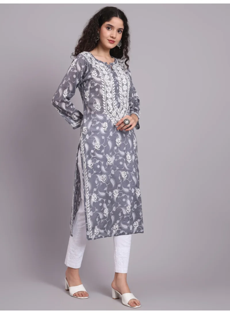 Alaya Hand Embroidered Chikankari Mulmul Cotton Kurta-AL4072