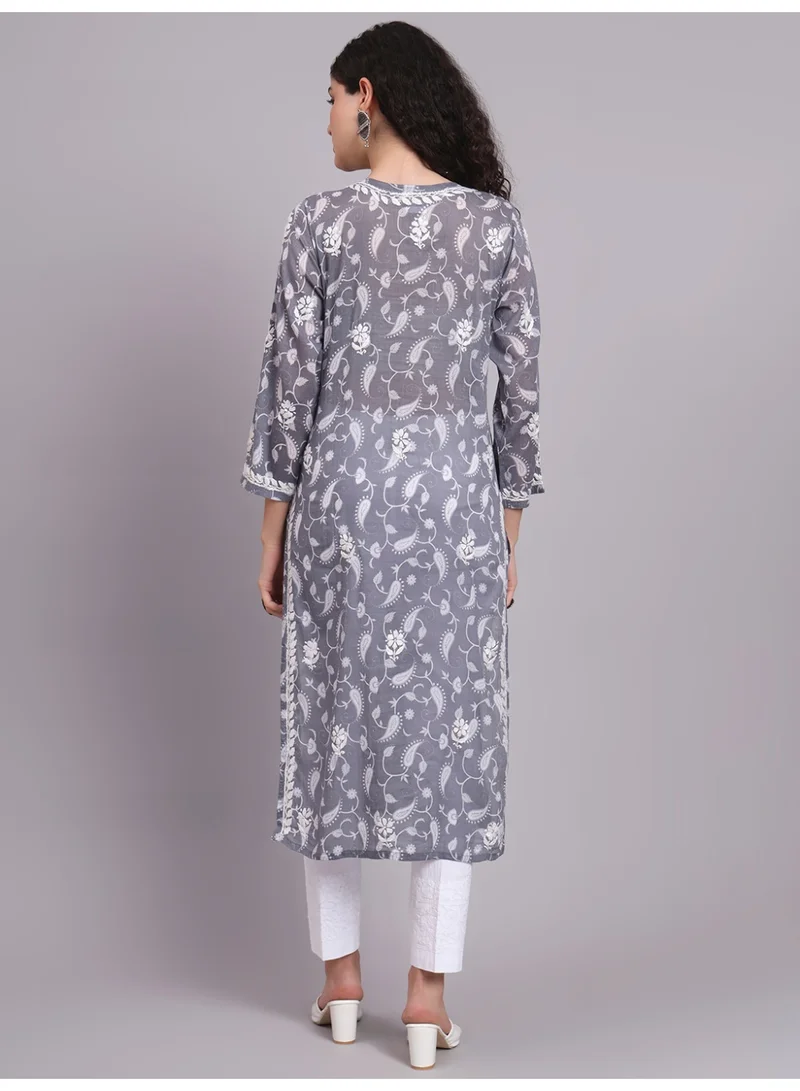 Alaya Hand Embroidered Chikankari Mulmul Cotton Kurta-AL4072