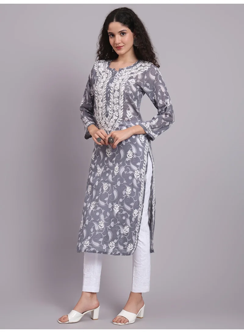 Alaya Hand Embroidered Chikankari Mulmul Cotton Kurta-AL4072