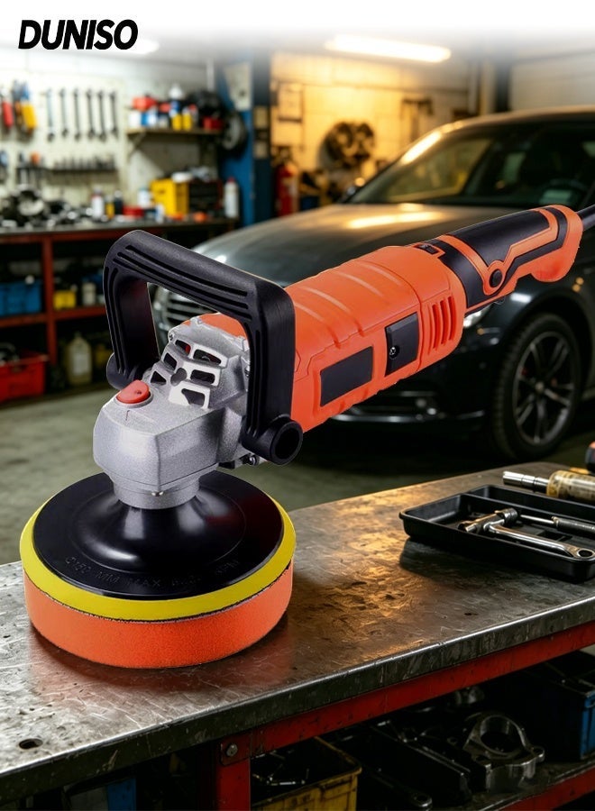 DUNISO Car Buffer Polisher ,Rotary Buffer Polisher Waxer,Variable Speed Car Polisher Kit with Removable Handle,Smooth Polishing and Low Noise,Suitable for Car Polishing, Waxing, Glaze, Sanding - Image 1