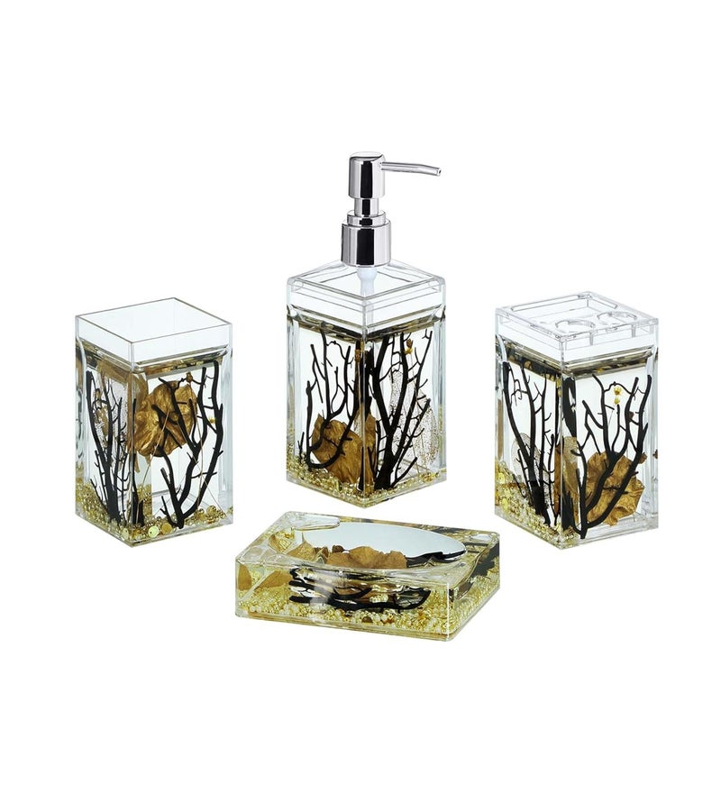 Obsessions Obsessions Agua Acrylic 4Pcs Bathroom Set_Black and Gold  - Image 2